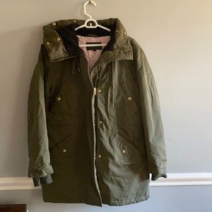 JCrew Green Cotton Canvas Winter Coat size Medium GUC
